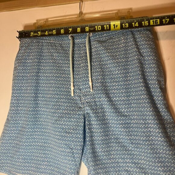 Johnnie-O Men's Geometric Drawstring Baja Blue Lined Swim Trunks Sz M - Picture 5 of 8